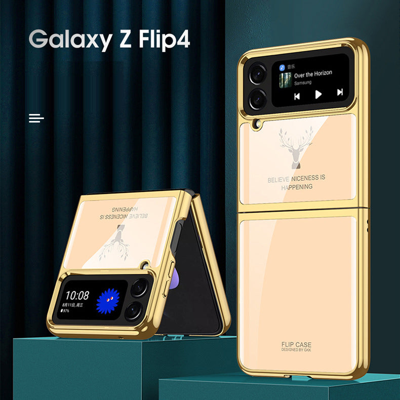 Luxury Electroplating Deer Glass Samsung Galaxy Z Flip4 5G Case
