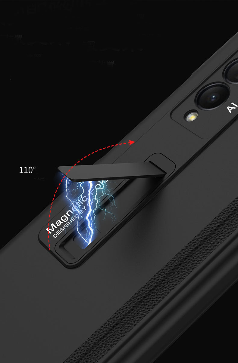 Magnetic Hinger Full Protector Heavy Duty Galaxy Z Flip 3 5G Case With Kickstand S Pen Slot and Screen Film