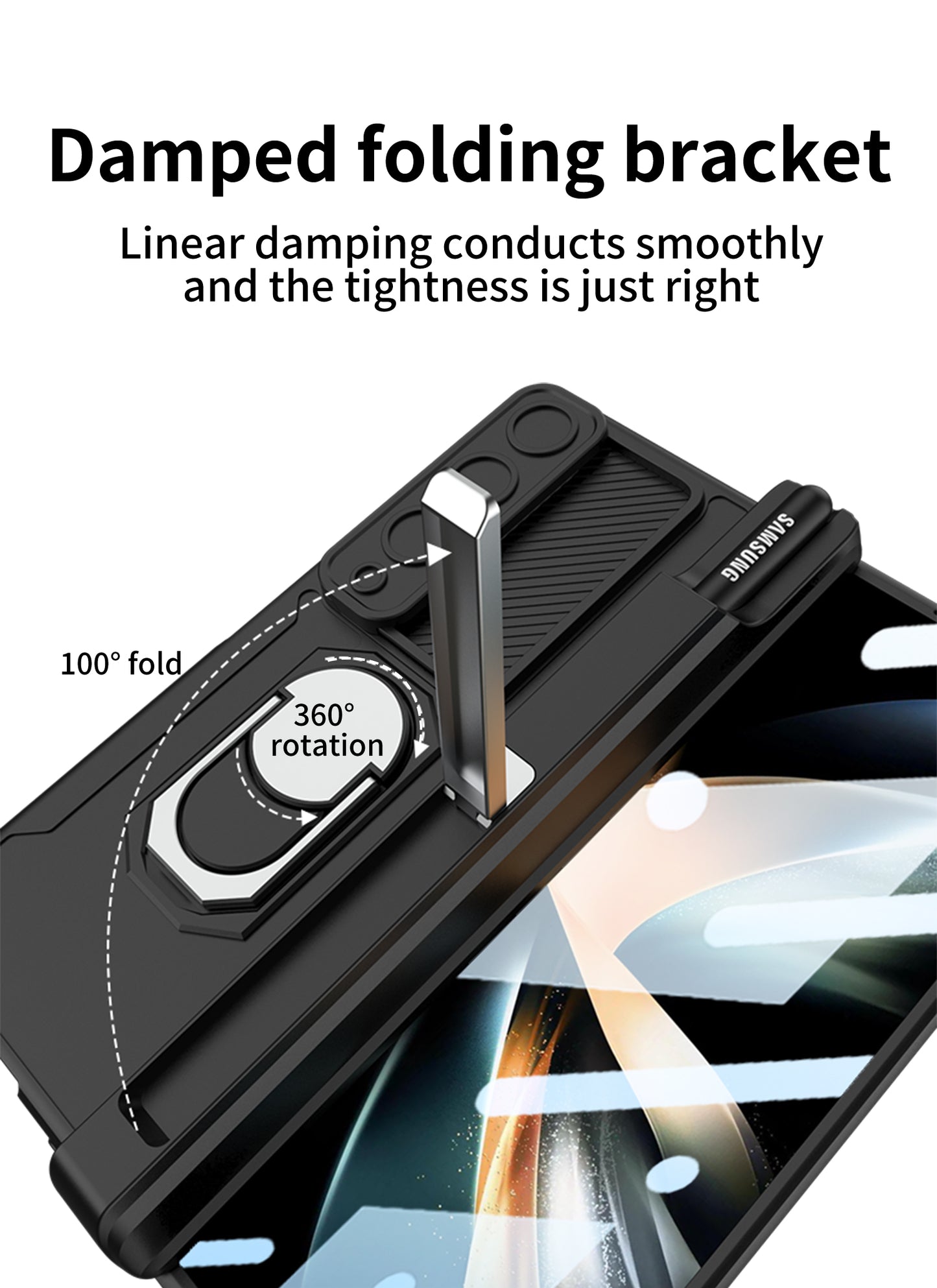 Full Protection Samsung Galaxy Z Fold4 5G Case with S pen Slot Camera Lens Protector and Stand