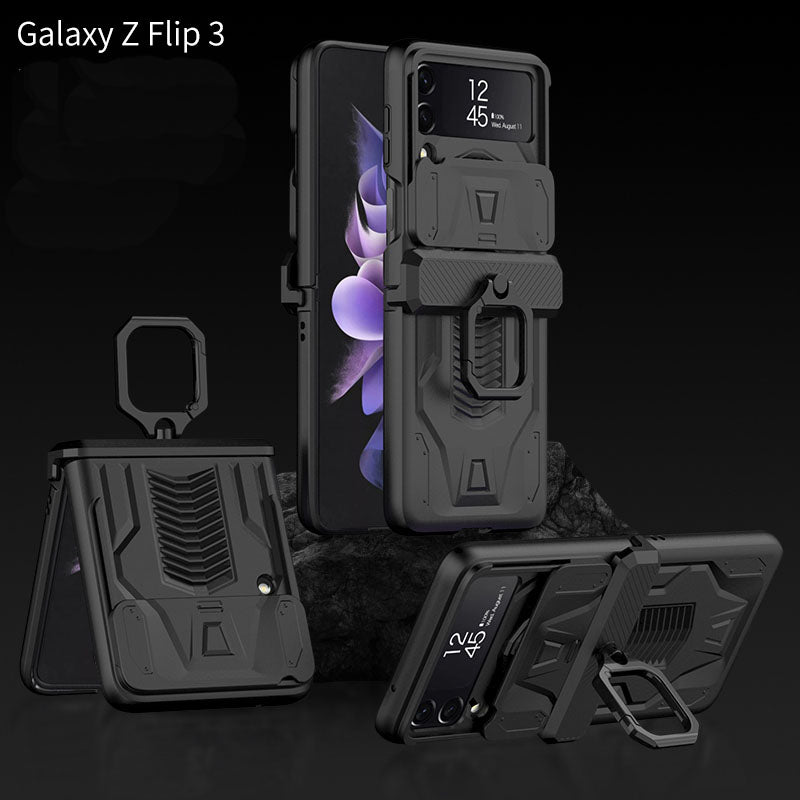 Magnetic Hinge Hard Armor Shockproof Case For Samsung Galaxy Z Flip 3 5G Case with Ring Holder Support Wireless Charging