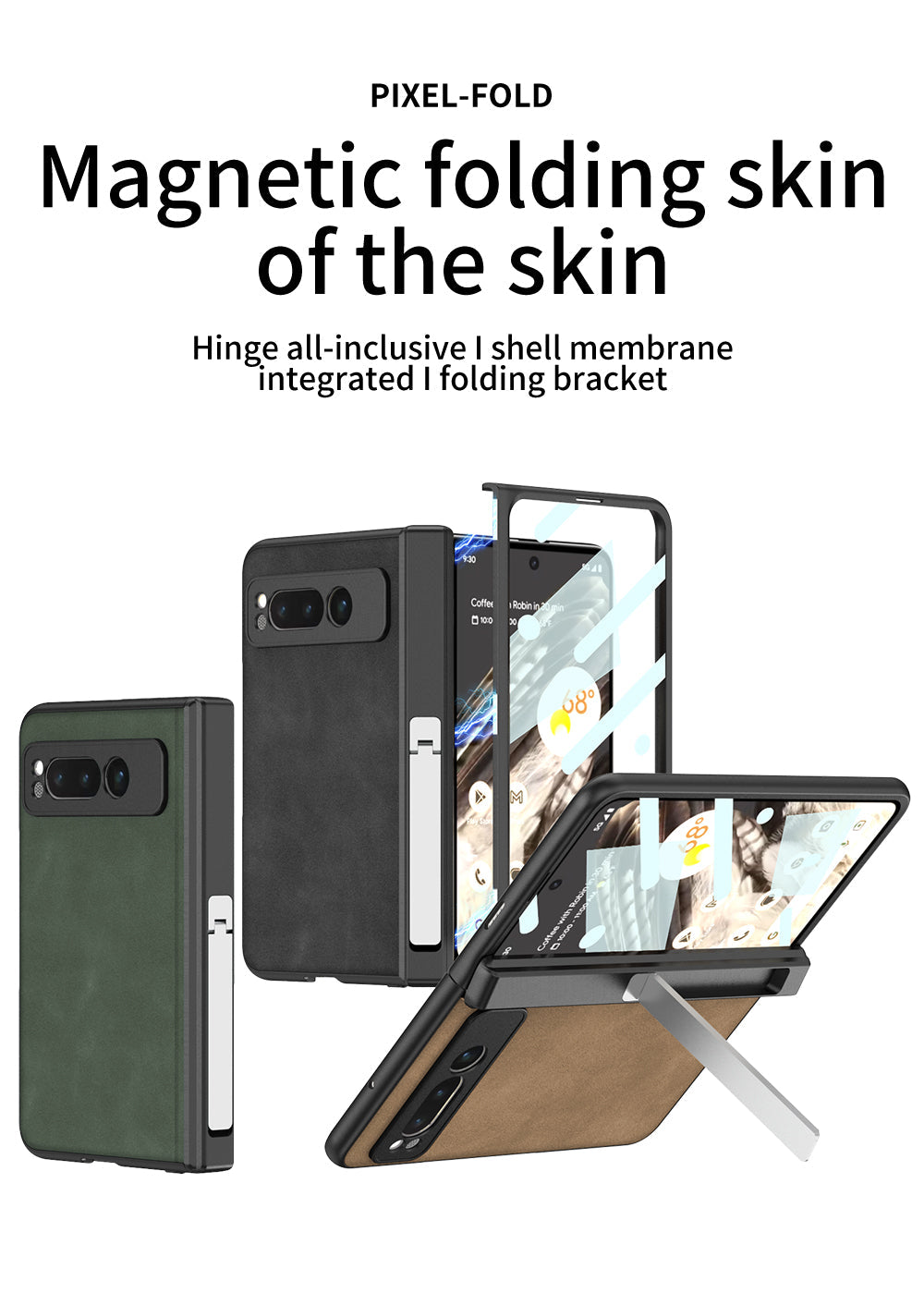 Magnetic Folding Hinge all-inclusive Leather Case With Tempered Film For Google Pixel Fold With Damped folding bracket
