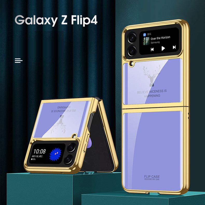 Luxury Electroplating Deer Glass Samsung Galaxy Z Flip4 5G Case