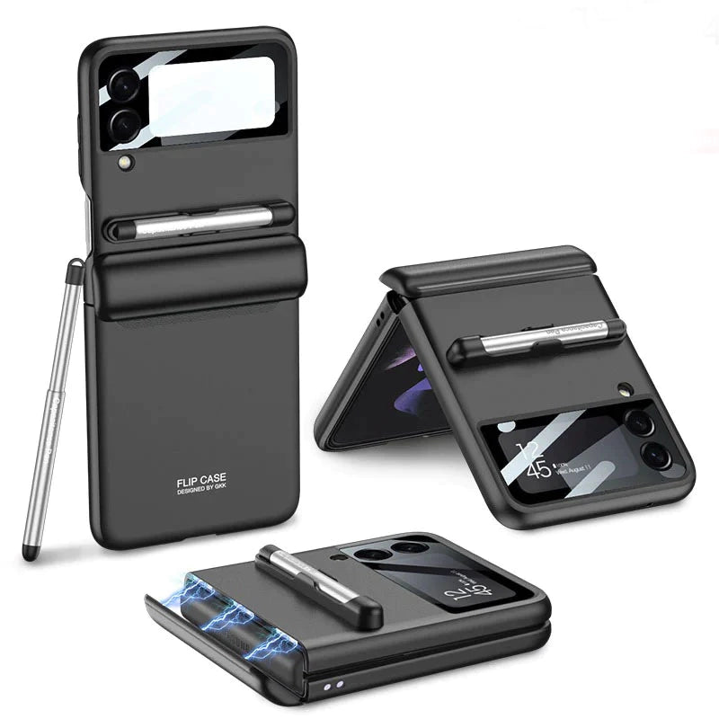 Magnetic Hinge Protection Galaxy Flip4 5G Case With Capacitive Pen