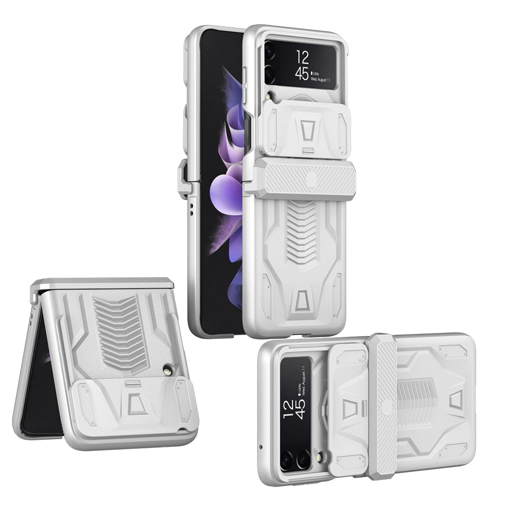 Magnetic Hinge Hard Armor Shockproof Case For Samsung Galaxy Z Flip 4 5G With Slide Lens Cover