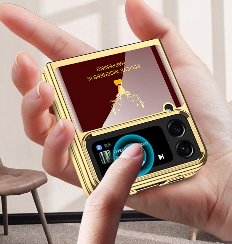 Luxury Electroplating Deer Glass Samsung Galaxy Z Flip4 5G Case