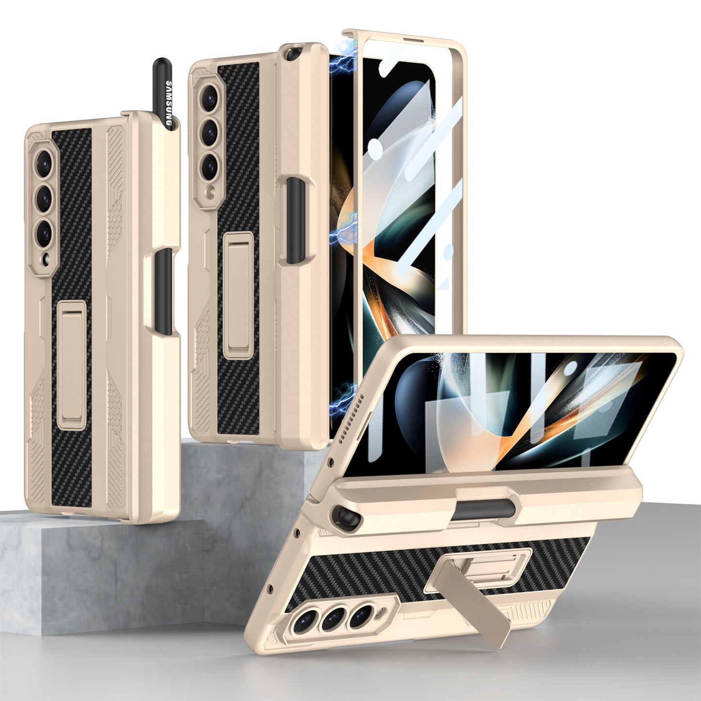 Magnetic Heavy Duty Samsung Galaxy Z Fold4 5G Case with Kickstand and S Pen Slot