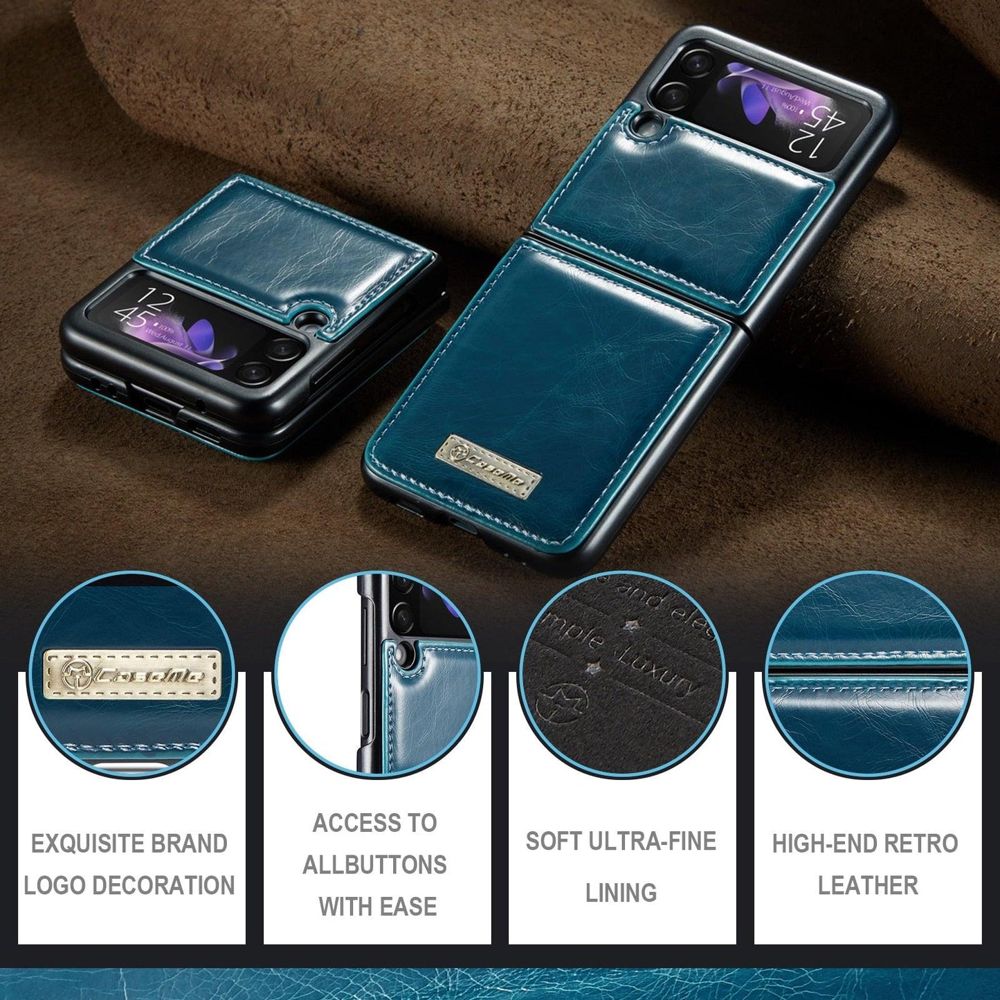 Luxury Leather Wallet Case - Samsung Galaxy Z Flip 3 5G