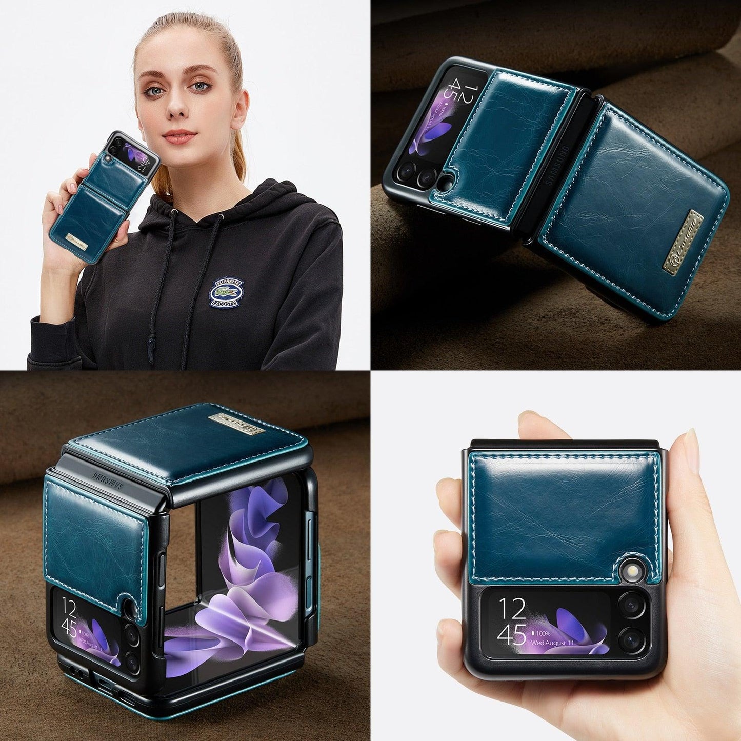 Luxury Leather Wallet Case - Samsung Galaxy Z Flip 3 5G