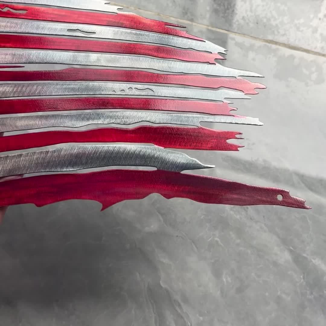 2D Flat Metal Art Flag   American Veteran Indoor Outdoor Decor Craft
