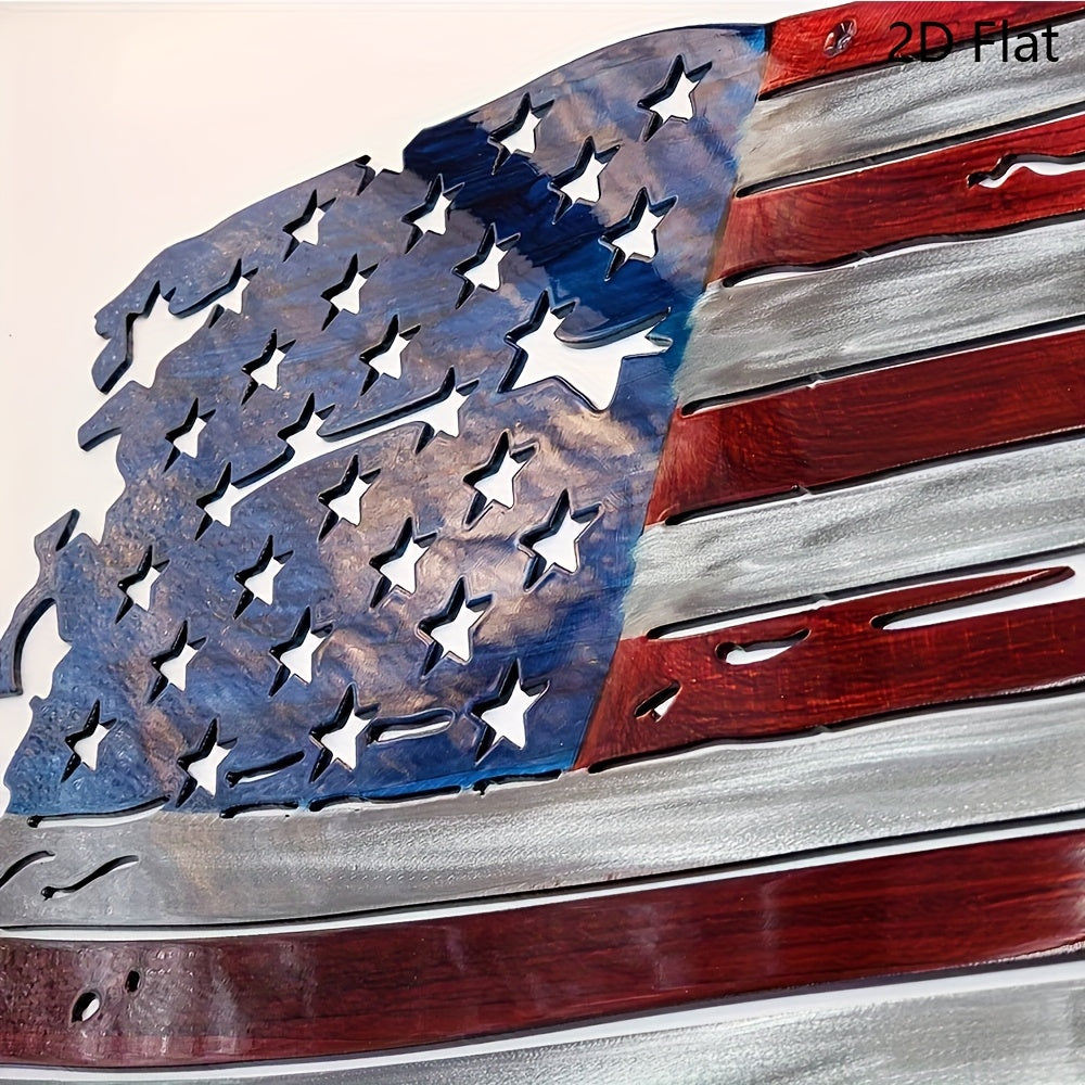 2D Flat Metal Art Flag   American Veteran Indoor Outdoor Decor Craft