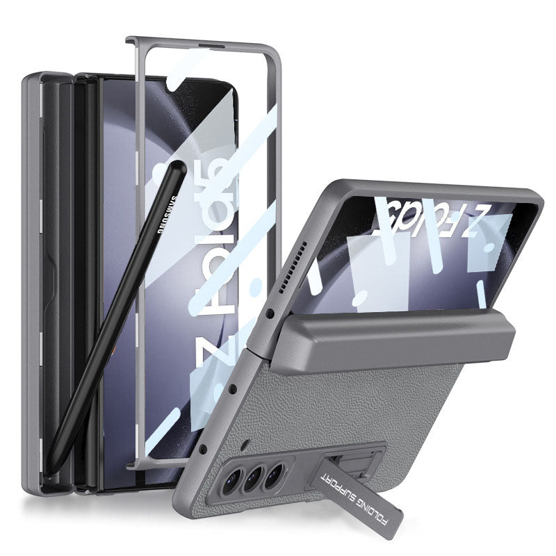 Magnetic Hinge Samsung Z Fold5 Case With Folding Bracket & Front Film & Pen slot