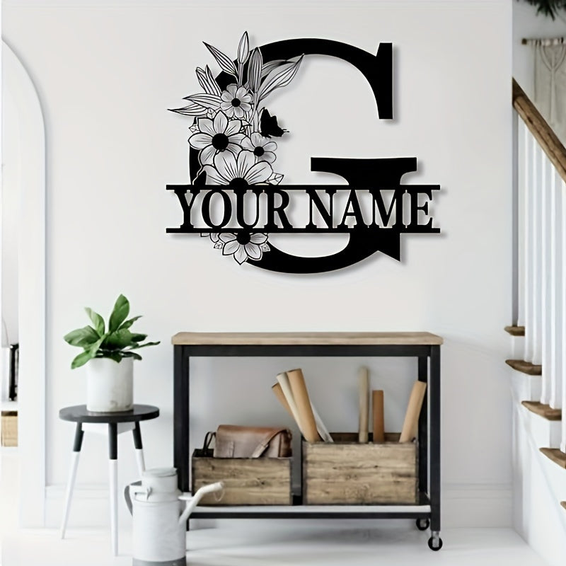 Custom Metal Plaque Family Name Sign  Personalized Split Letter Sign