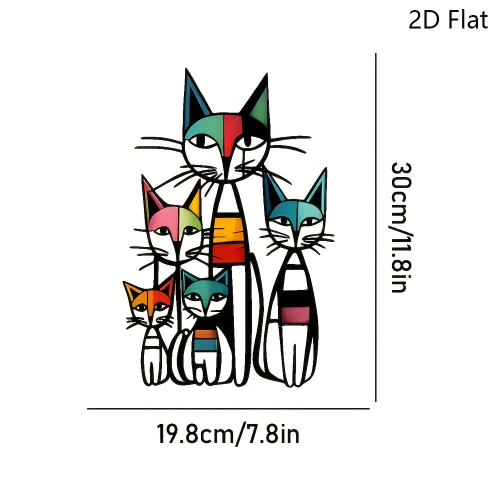 2D Flat CATS Metal Wall Art, Geometric Cat Bedroom Wall Art, Animal Metal Wall Art,