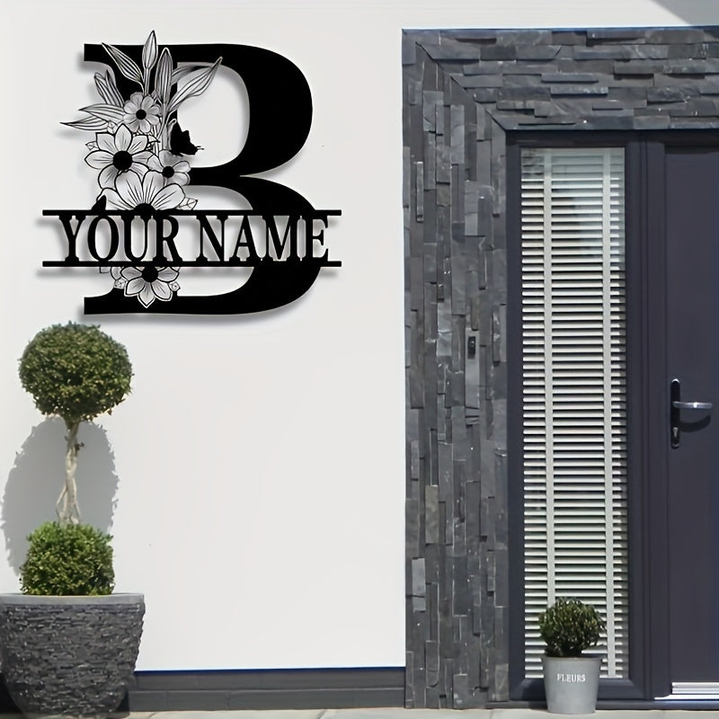 Custom Metal Plaque Family Name Sign  Personalized Split Letter Sign