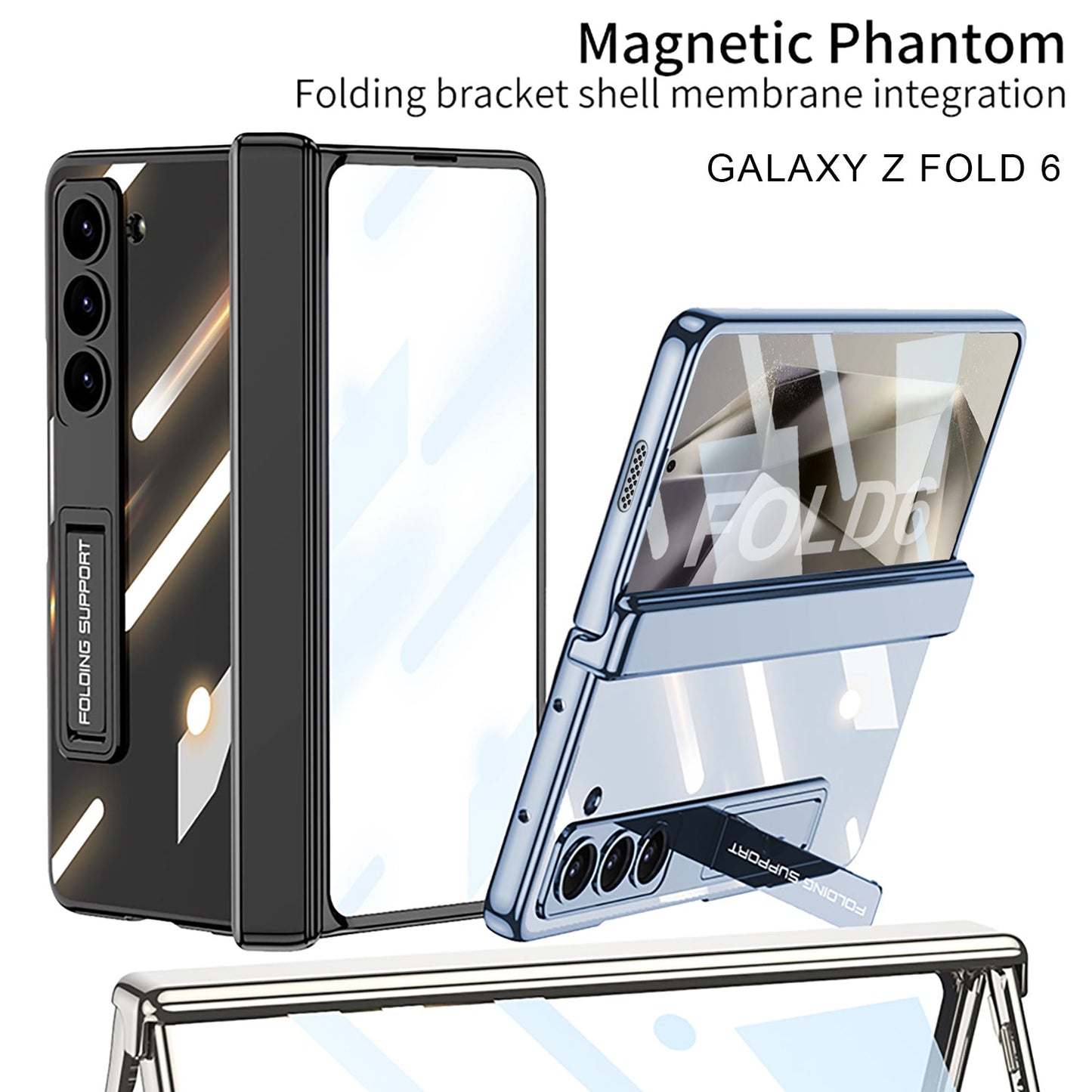 Transparent Magnetic Hinge Bracket Shockproof Phone Case With Screen Protector For Samsung Galaxy Z Fold6