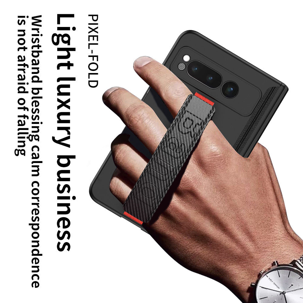 Magnetic Folding All-inclusive Leather Wristband Case With Tempered Film For Google Pixel Fold With Damped Folding Bracket - mycasety2023 Mycasety