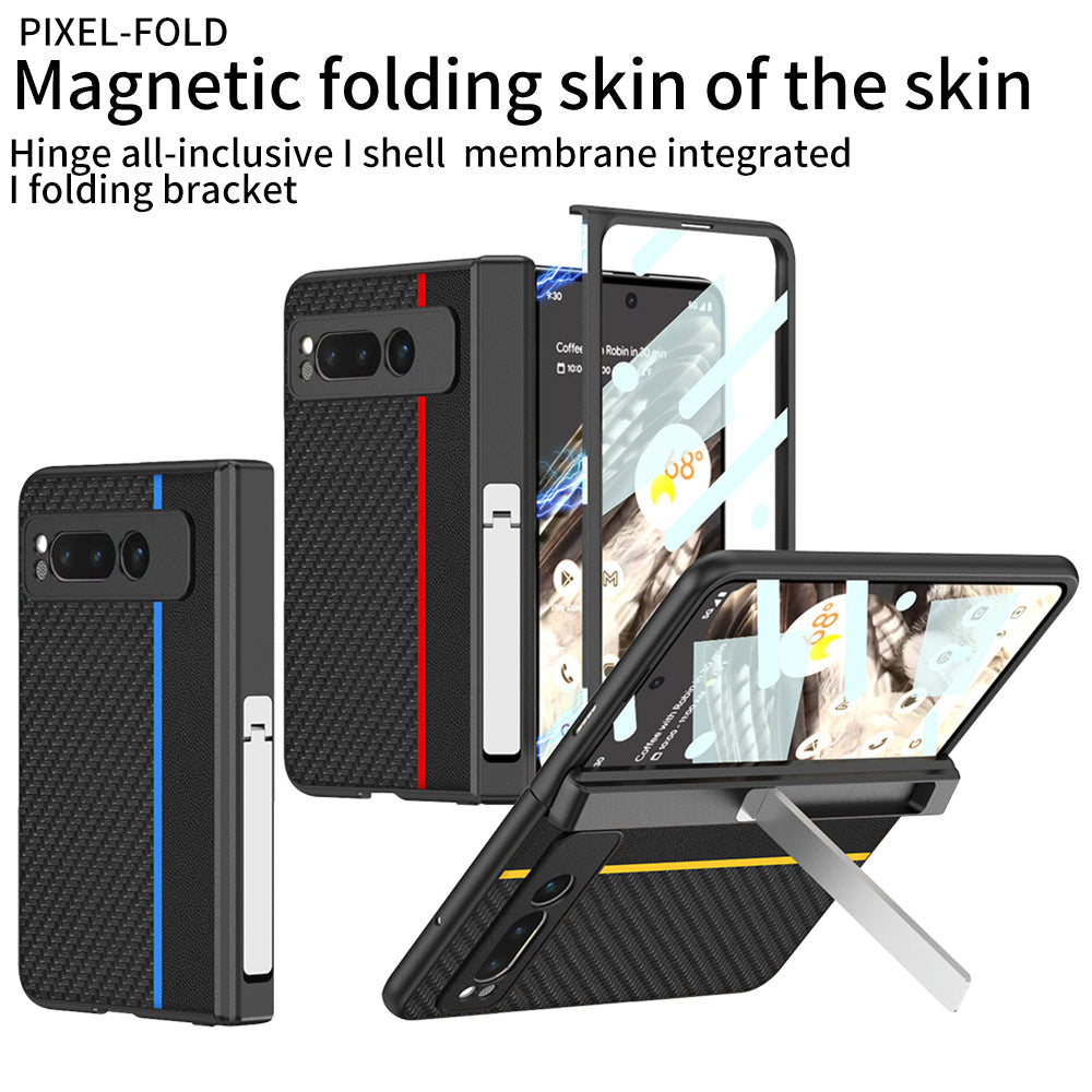 Magnetic All-inclusive Leather Case With Tempered Film For Google Pixel Fold With Invisible Bracket - mycasety2023 Mycasety