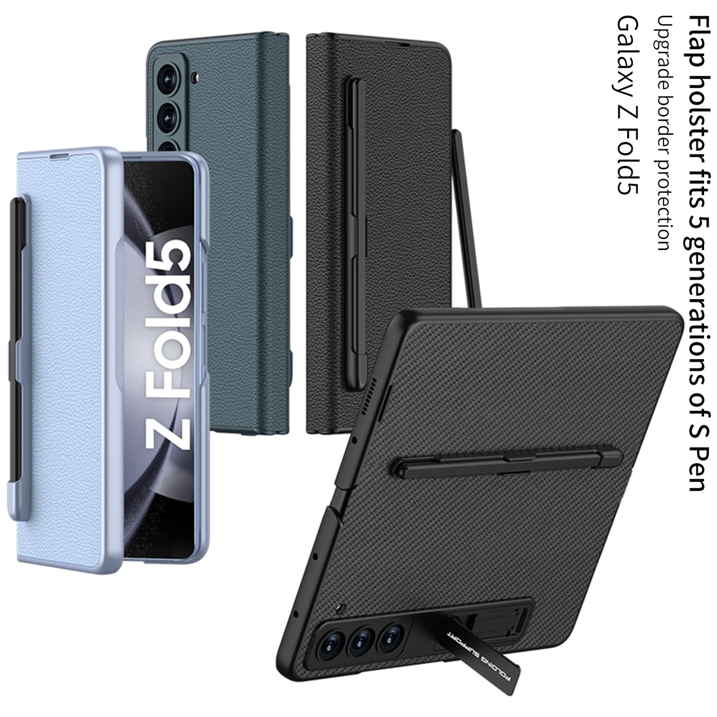Full Protection Samsung Z Fold5 Upgrade Border Protection Case With 5 Generation S Pen Slot