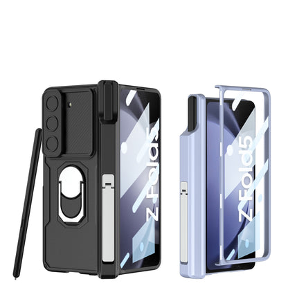 Magnetic Folding Armor Pen Case Slide Lens Cover Film Integrated Case For Samsung Galaxy Z Fold5
