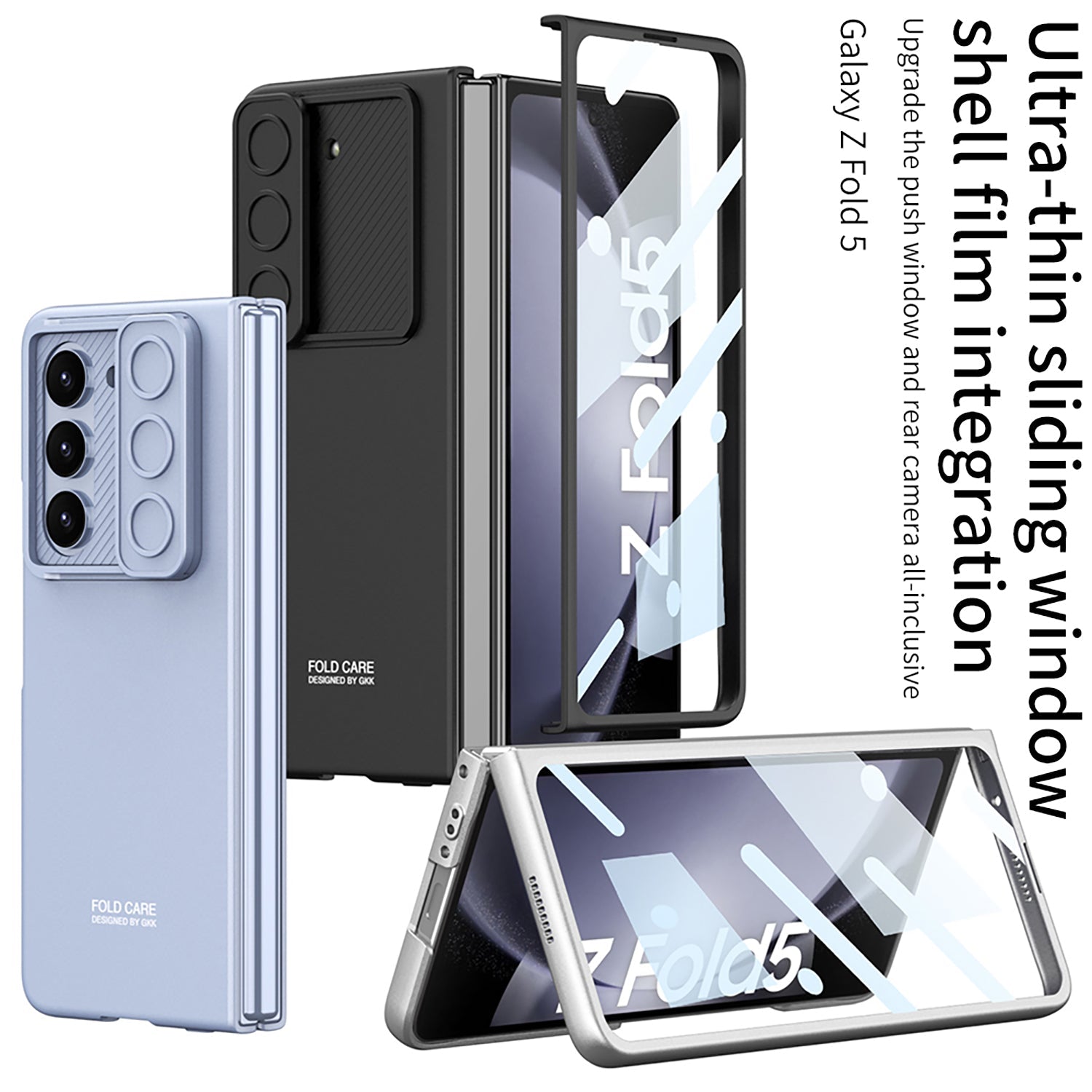 All-inclusive Lens Slide Protector Phone Case With Back Screen Protector For Samsung Galaxy Z Fold5 - Mycasety Mycasety