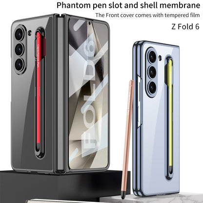 Transparent Electroplating Protective Phone Case With Pen Tray Shell and Film For Samsung Galaxy Z Fold6