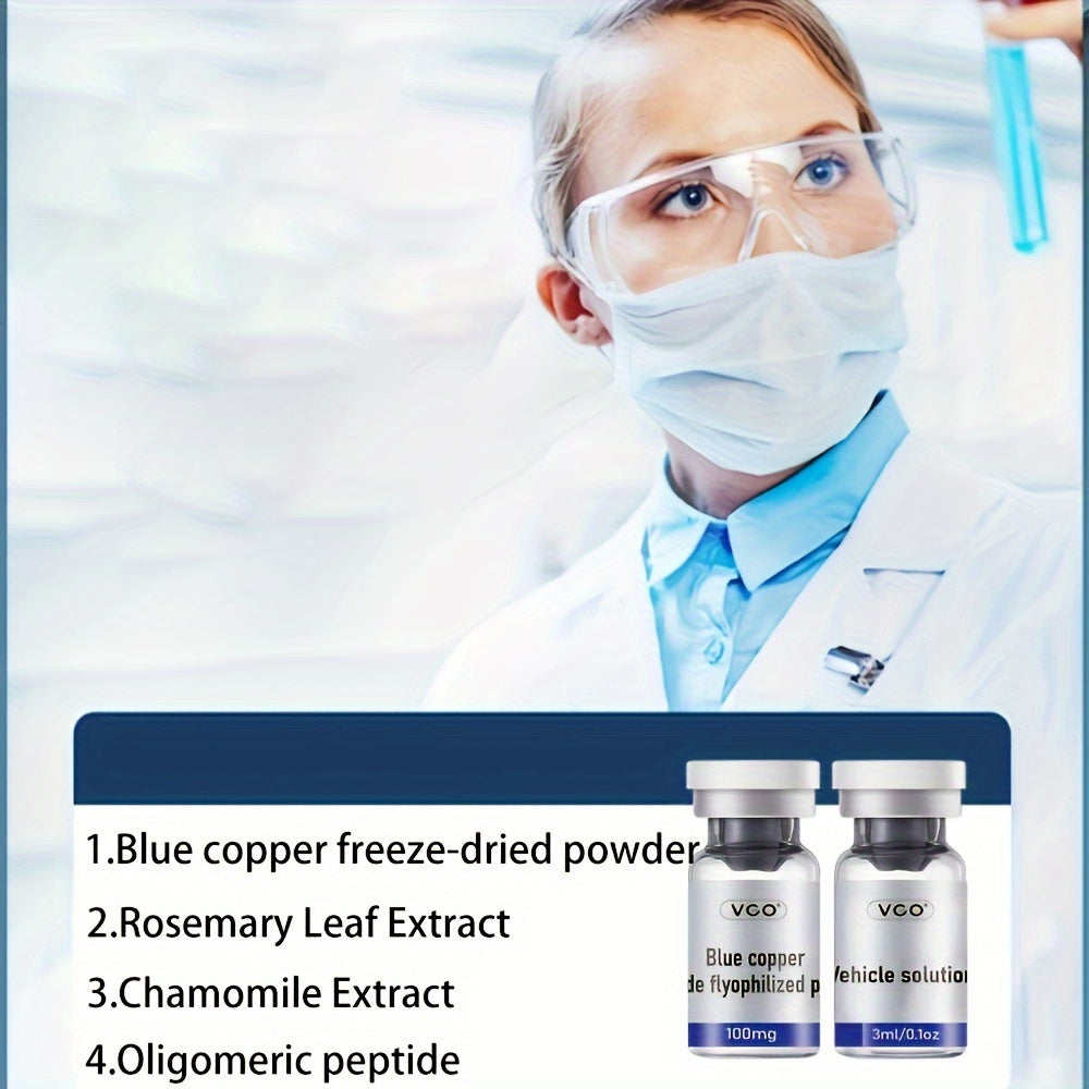 7 Sets of Blue Copper Peptide Lyophilized Powder - Intensive Moisturizing Solution with 3ml/0.1oz Carrier Solution and 100mg Powder for Hydrated Skin