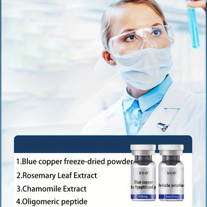 7 Sets of Blue Copper Peptide Lyophilized Powder - Intensive Moisturizing Solution with 3ml/0.1oz Carrier Solution and 100mg Powder for Hydrated Skin