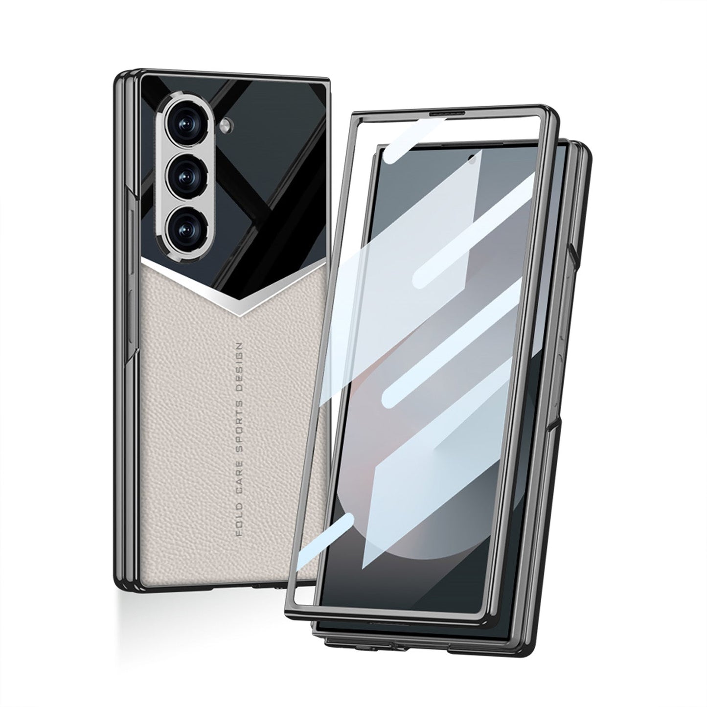 SPORTS DESIGN | Electroplating Leather Shockproof Phone Case With Screen Protector For Samsung Galaxy Z Fold6