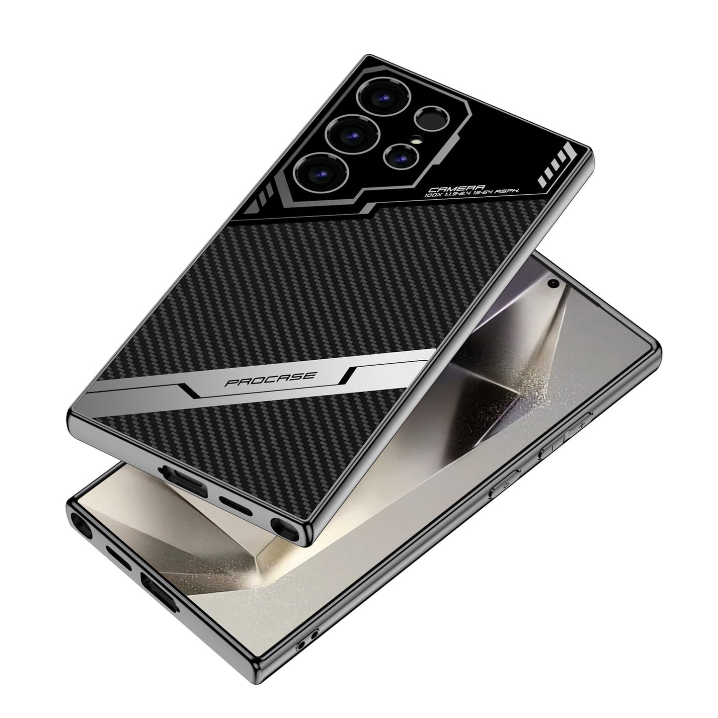 Cyberpunk Style Electroplated Leather Anti-fall Protective Phone Case For Samsung Galaxy S24 Ultra