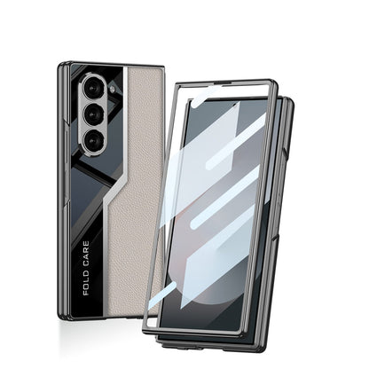 SPORTS DESIGN | Electroplating Leather Shockproof Phone Case With Screen Protector For Samsung Galaxy Z Fold6