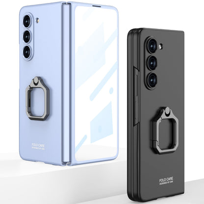 Luxury All-inclusive Ring Holder Phone Case With Back Screen Protector For Galaxy Z Fold 5