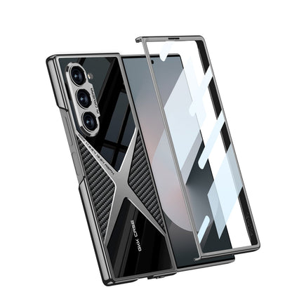 Luxury Leather Shockproof Electroplating Phone Case With Back Screen Protector For Samsung Galaxy Z Fold6