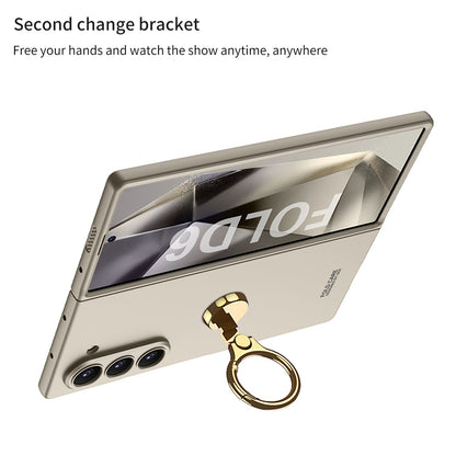 Luxury Shockproof Phone Case With Gold Ring Holder For Samsung Galaxy Z Fold 6