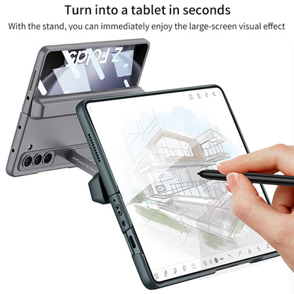 Magnetic Hinge Pen Box Protective Leather Phone Case With Back Screen Glass For Samsung Galaxy Z Fold 5/4/3 5G - mycasety2023 Mycasety