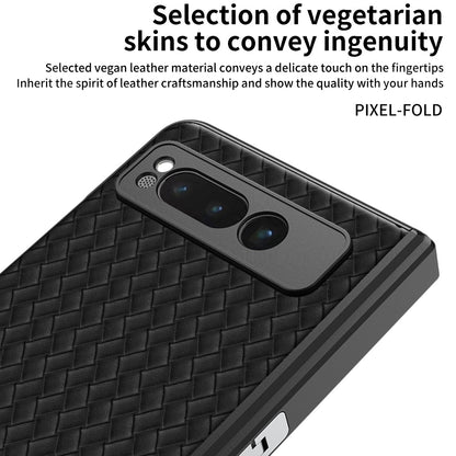 Magnetic All-inclusive Woven Pattern Case With Tempered Film For Google Pixel Fold With Damped Folding Bracket - mycasety2023 Mycasety