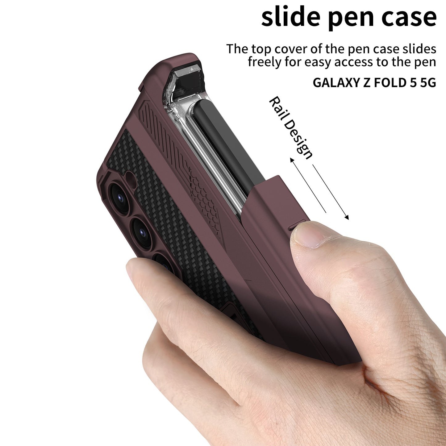 Magnetic Samsung Galaxy Z Fold5 Integrated on the Drawer Case With S Pen Slide Case & Film