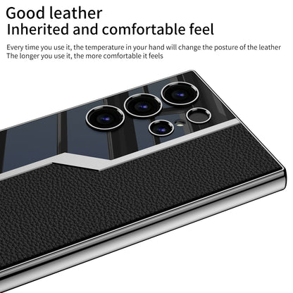 Electroplated Leather Anti-fall Protective Phone Case For Galaxy S25 S24 S23 Ultra Plus
