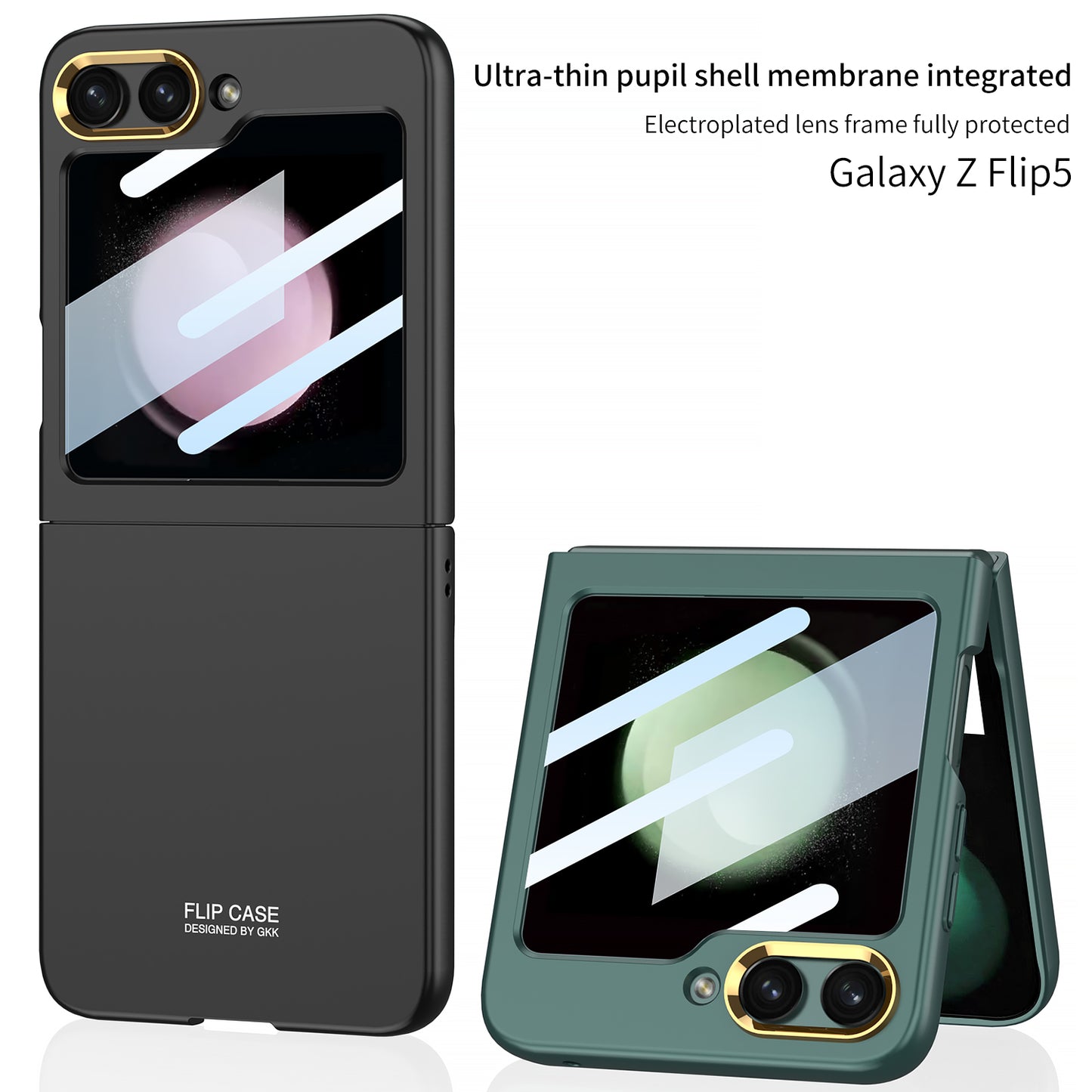 Samsung Galaxy Z Flip5 Ultra-thin Pupil Shell intergrated Case With Electroplated Lens Full Protected