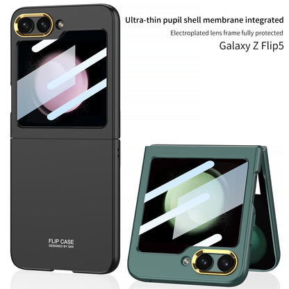 Samsung Galaxy Z Flip5 Ultra-thin Pupil Shell intergrated Case With Electroplated Lens Full Protected