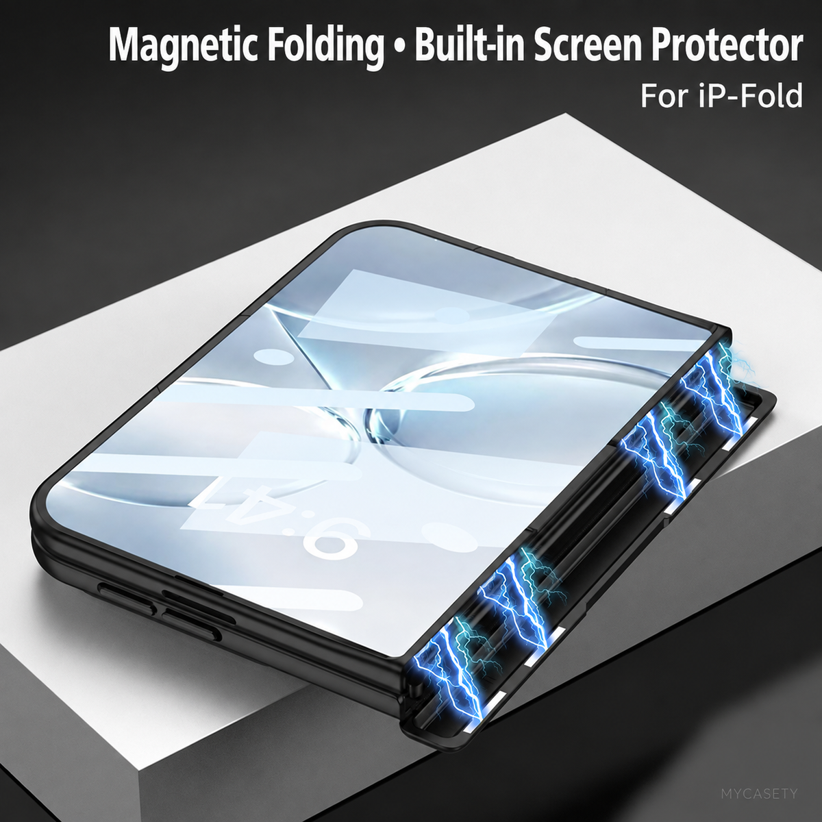 iPhone Duo - Magnetic Hinge Protection Business Cover Built-in Tempered Glass Film