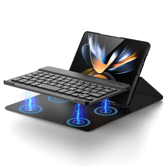 Bluetooth 3.0 Keyboard Magnetic All-inclusive Leather Cover For Samsung Galaxy Z Fold3 Fold4 5G Come With keyboard+Holster Bracket+Phone Case+Capacitive Pen - Mycasety Mycasety