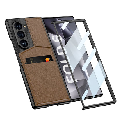 Leather Card Holder Shockproof Phone Case With Screen Protector For Samsung Galaxy Z Fold6