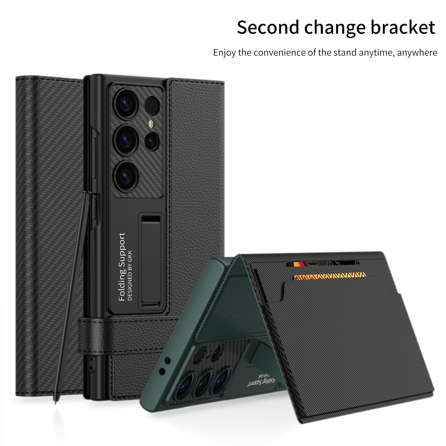 Leather All-inclusive Cover Card Holder Phone Case With Invisible Bracket For Samsung Galaxy S24 S23 Ultra Plus - Mycasety Mycasety