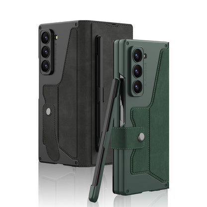 Luxurious Suede Cover Shockproof Phone Case With Screen Protector and Pen Slot For Galaxy Z Fold 6/5/4/3