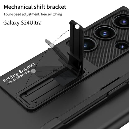 Frosted Invisible Bracket Protective Phone Case With Pen Box & Stylus For Samsung Galaxy S24 S23 Ultra Plus - Mycasety Mycasety