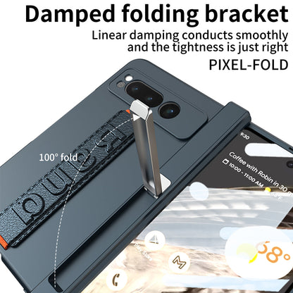 Magnetic Folding All-inclusive Leather Wristband Case With Tempered Film For Google Pixel Fold With Damped Folding Bracket - mycasety2023 Mycasety