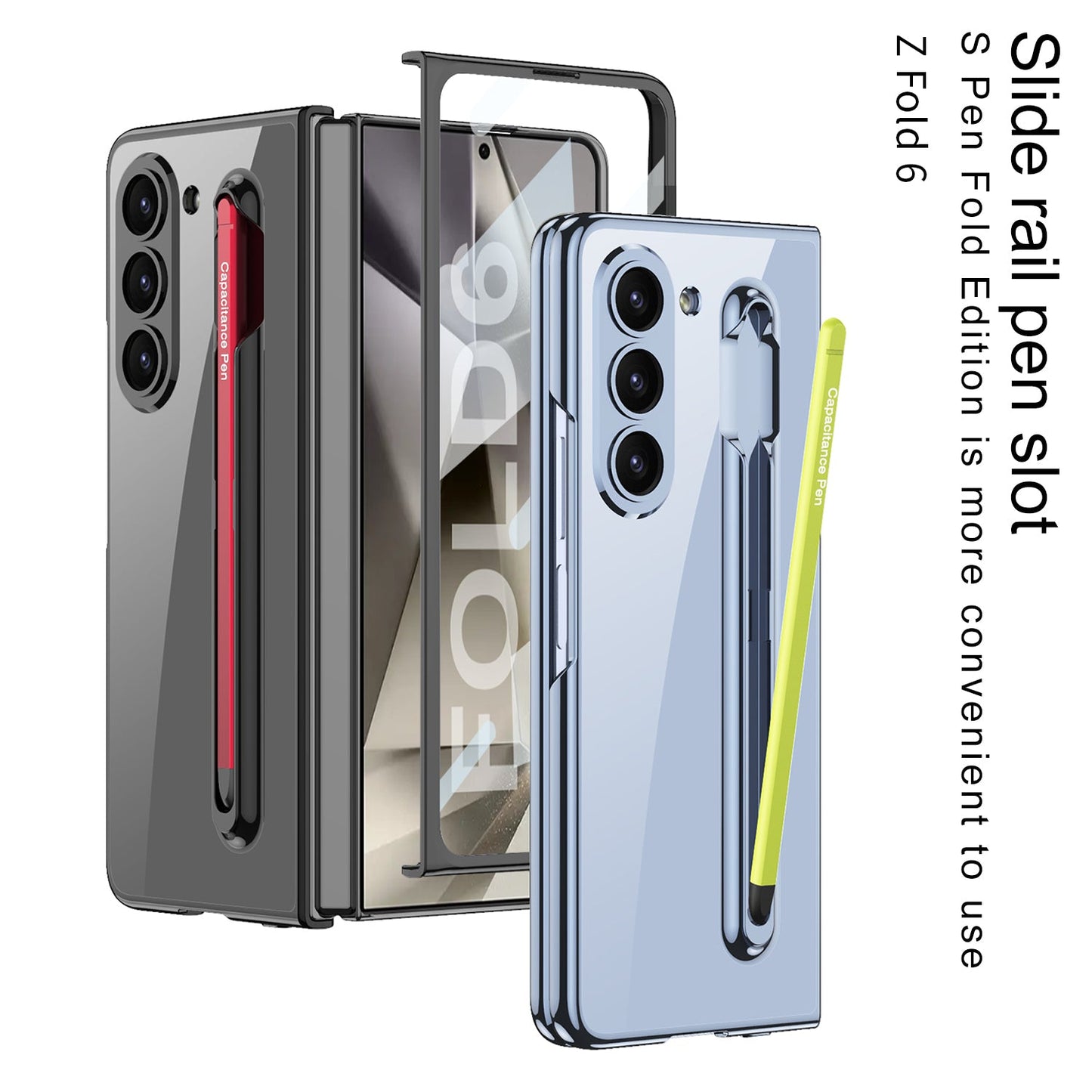 Transparent Electroplating Protective Phone Case With Pen Tray Shell and Film For Samsung Galaxy Z Fold6