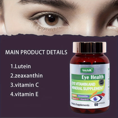 Anytalk Eye Vitamin And Mineral Supplement, Containing Vitamin C, Vitamin E, Zinc Citrate And Other Trace Mineral Elements, Used For Eye Care And Mineral Supplementation, Taken With Meals - 750 Mg/60 Tablets