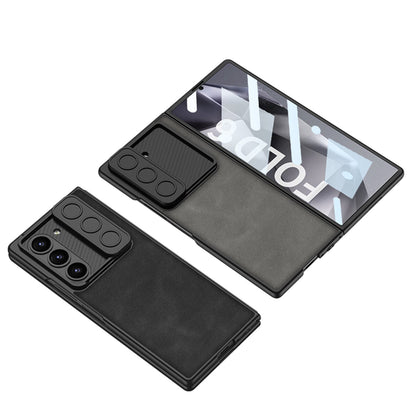 Leather Lens Slide Protector Shockproof Phone Case With Screen Protector For Samsung Galaxy Z Fold 6