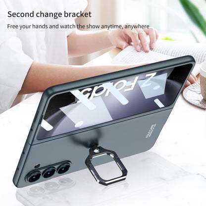 Luxury All-inclusive Ring Holder Phone Case With Back Screen Protector For Galaxy Z Fold 5